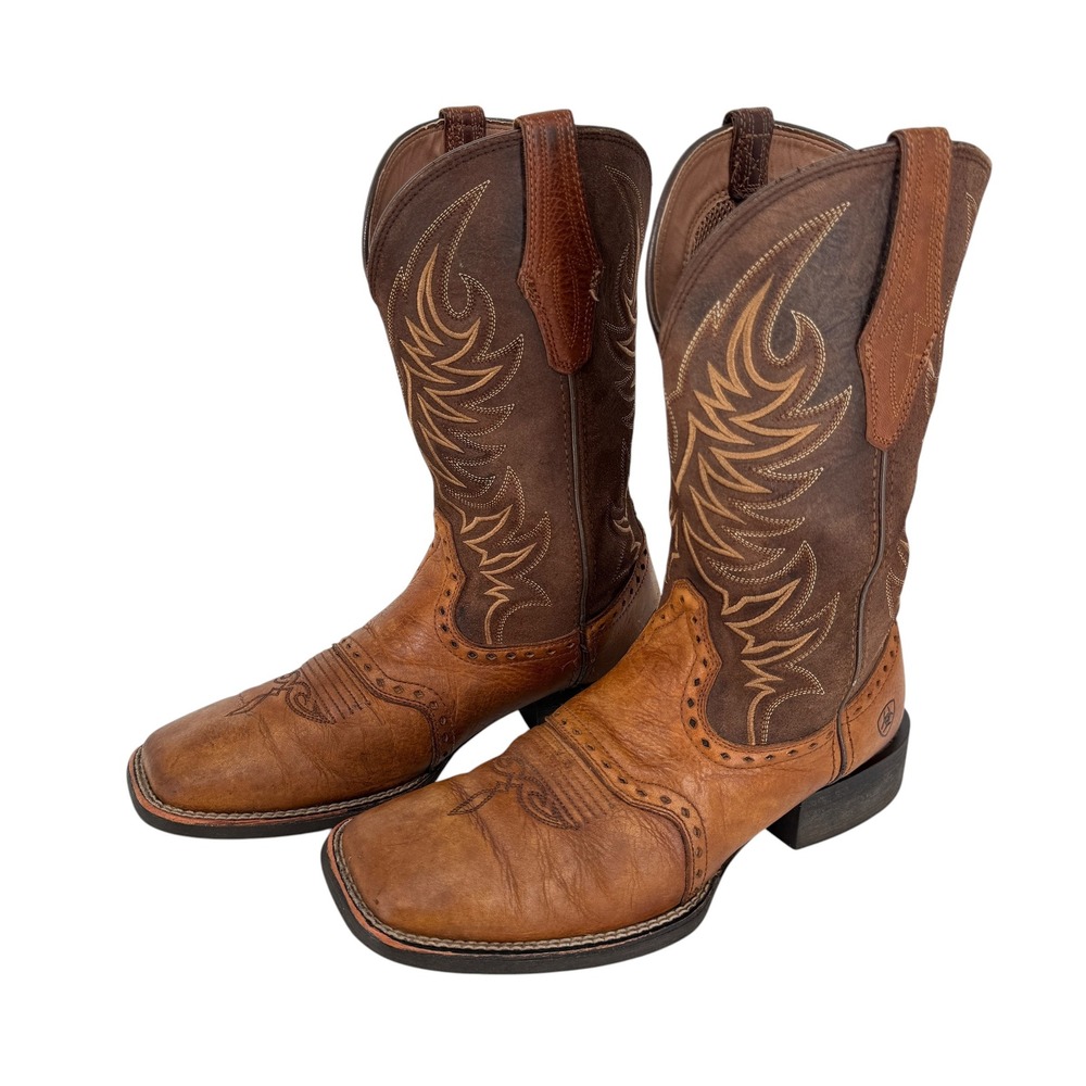 Ariat Sport Sidewinder Western Boots Men 8.5D Brown Leather Square Toe Cowboy